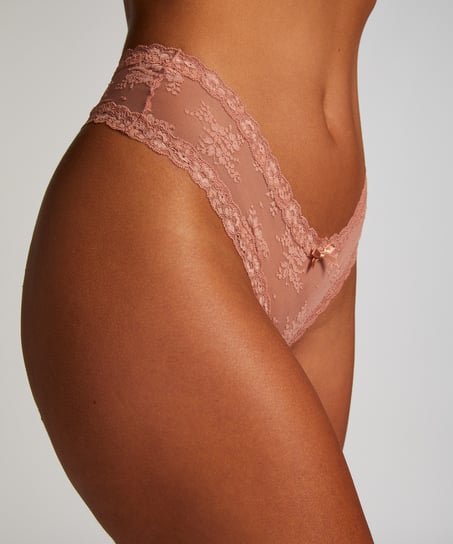 Brasile&ntilde;a en forma de V burn-out mesh, Rosa