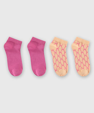2 pares de calcetines tobilleros deportivos Cotton , Rosa