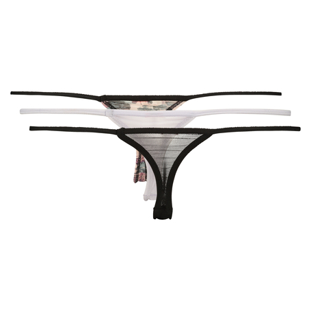 3-pack thongs mesh, Negro