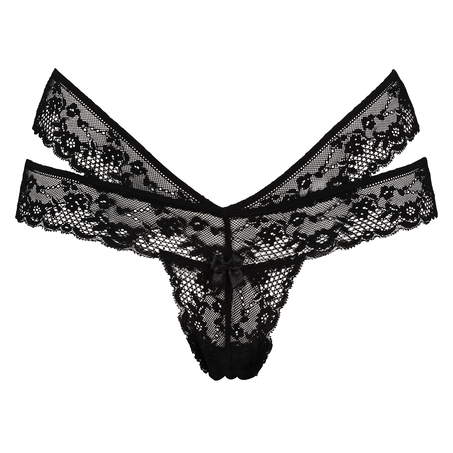 Tanga en forma de V Jasmin wow, Negro