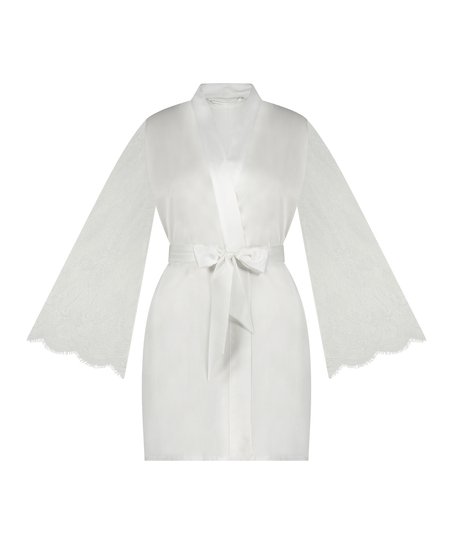 Kimono de satén Bride, Blanco