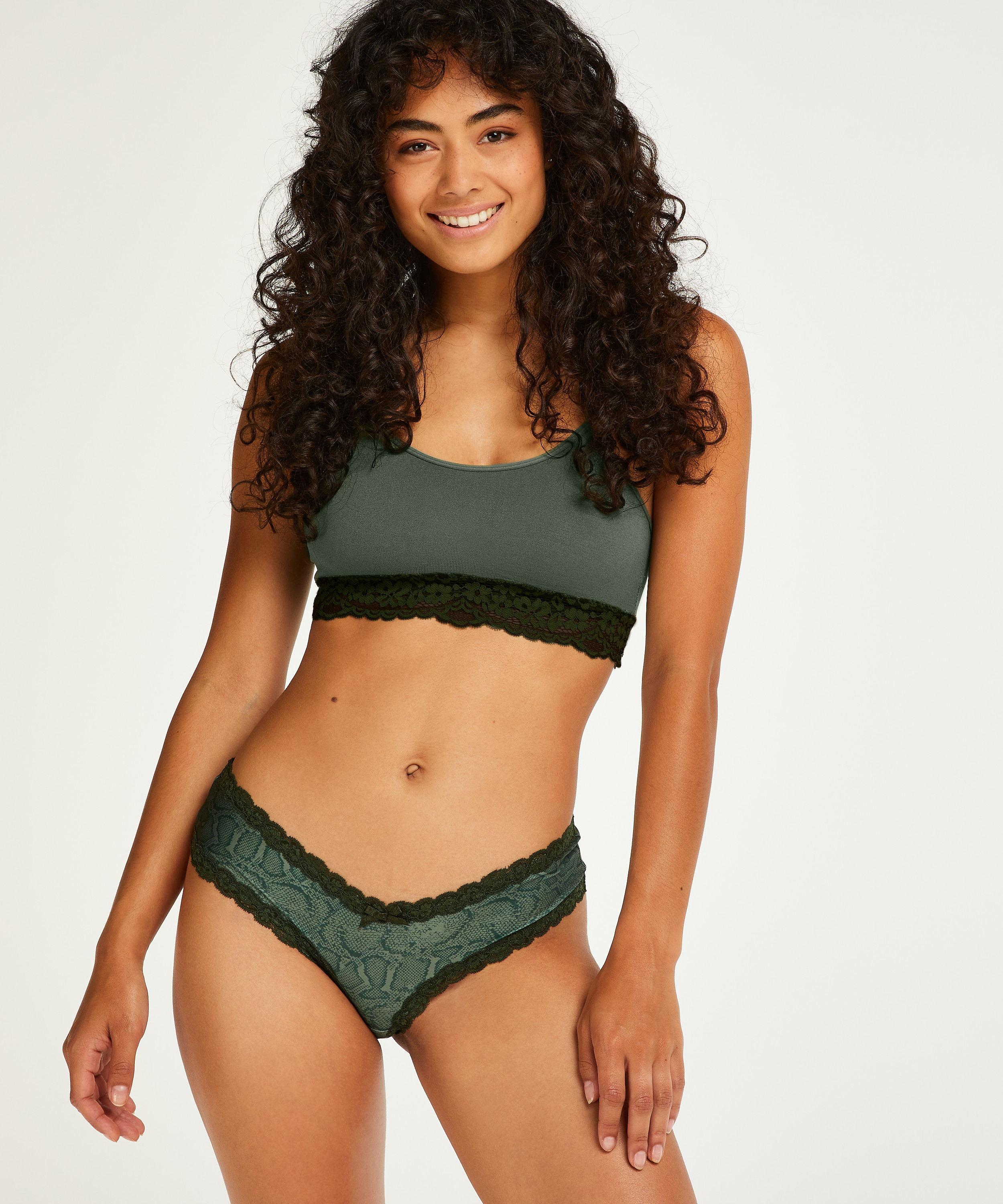 Brasile&ntilde;a en forma de V burn-out mesh, Verde, main