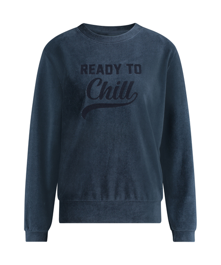 Top de terciopelo de manga larga, Azul