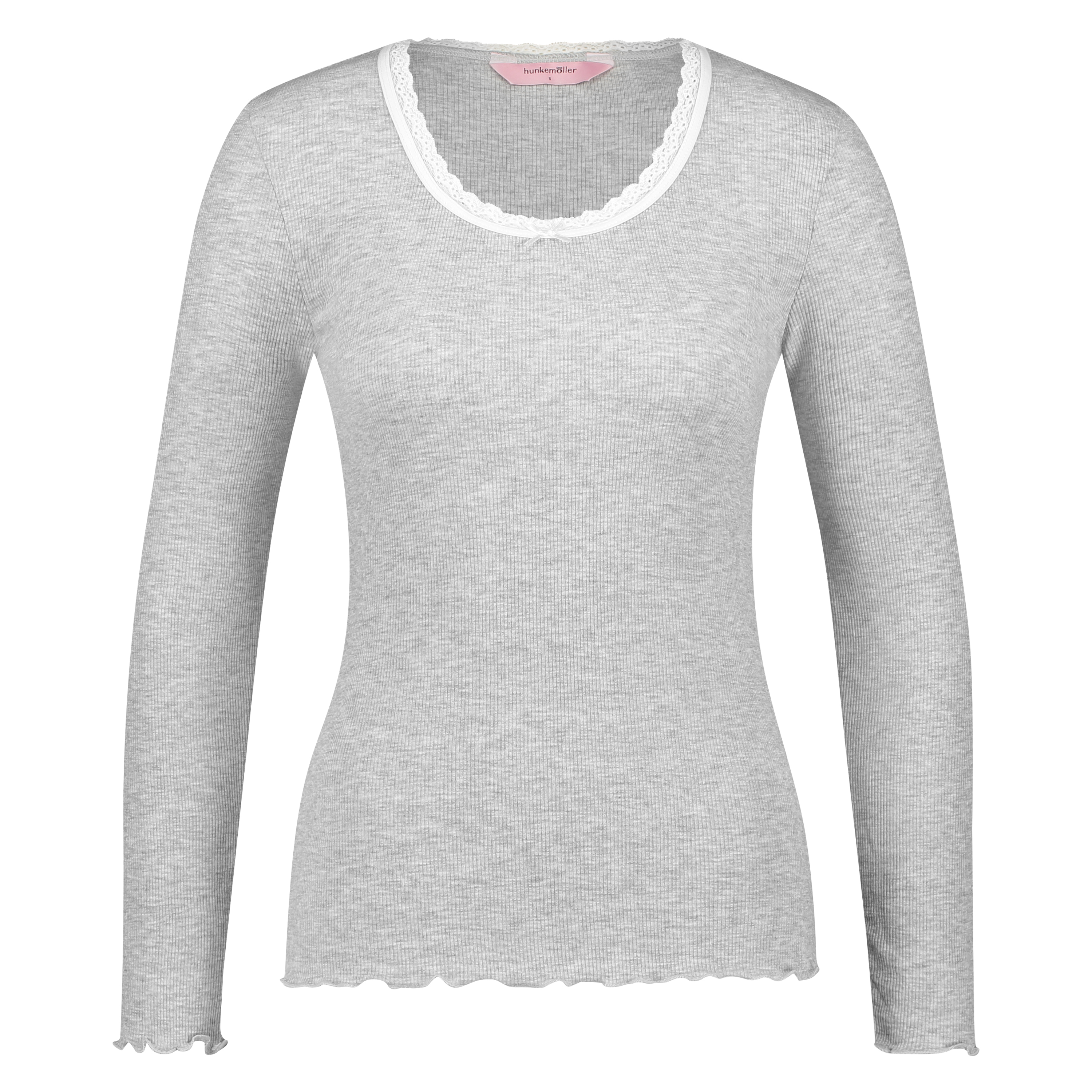 Top acanalado R-neck, Gris, main