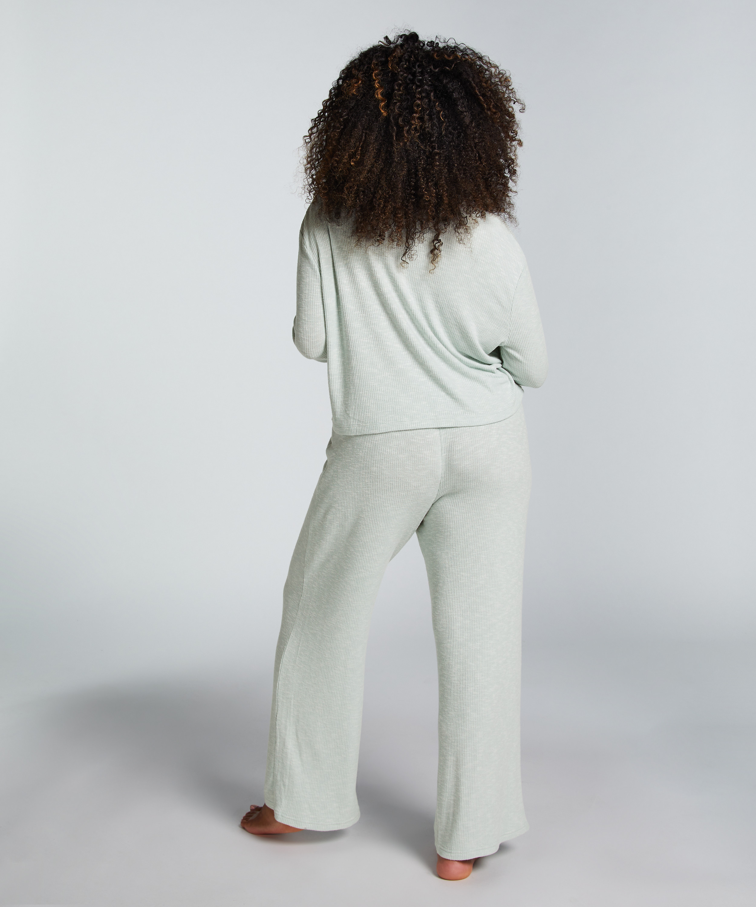 Parte de arriba de pijama de manga larga, Verde, main