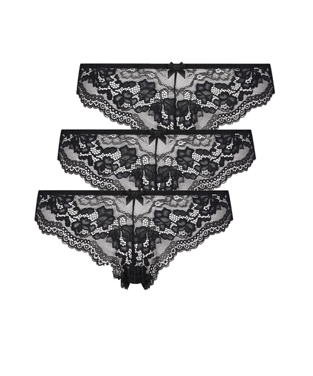 Lote de 3 braguitas brasileñas Chelsea, Negro