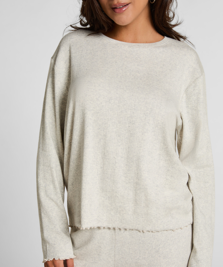 Pyjama Top Loose Pointelle, Gris