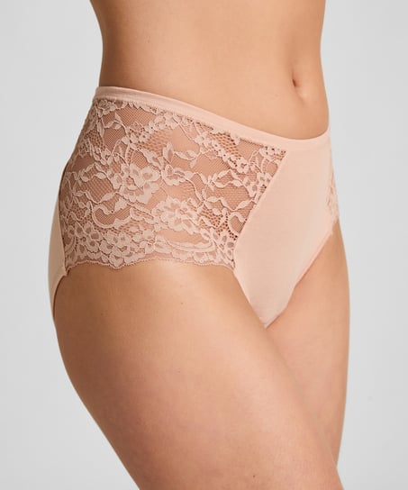 Superslip midi de encaje, Beige