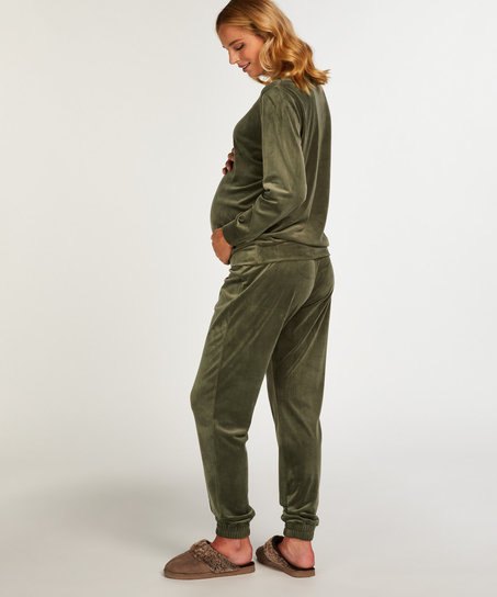 Pantalones de ch&aacute;ndal premam&aacute; Velours Pintuck, Verde