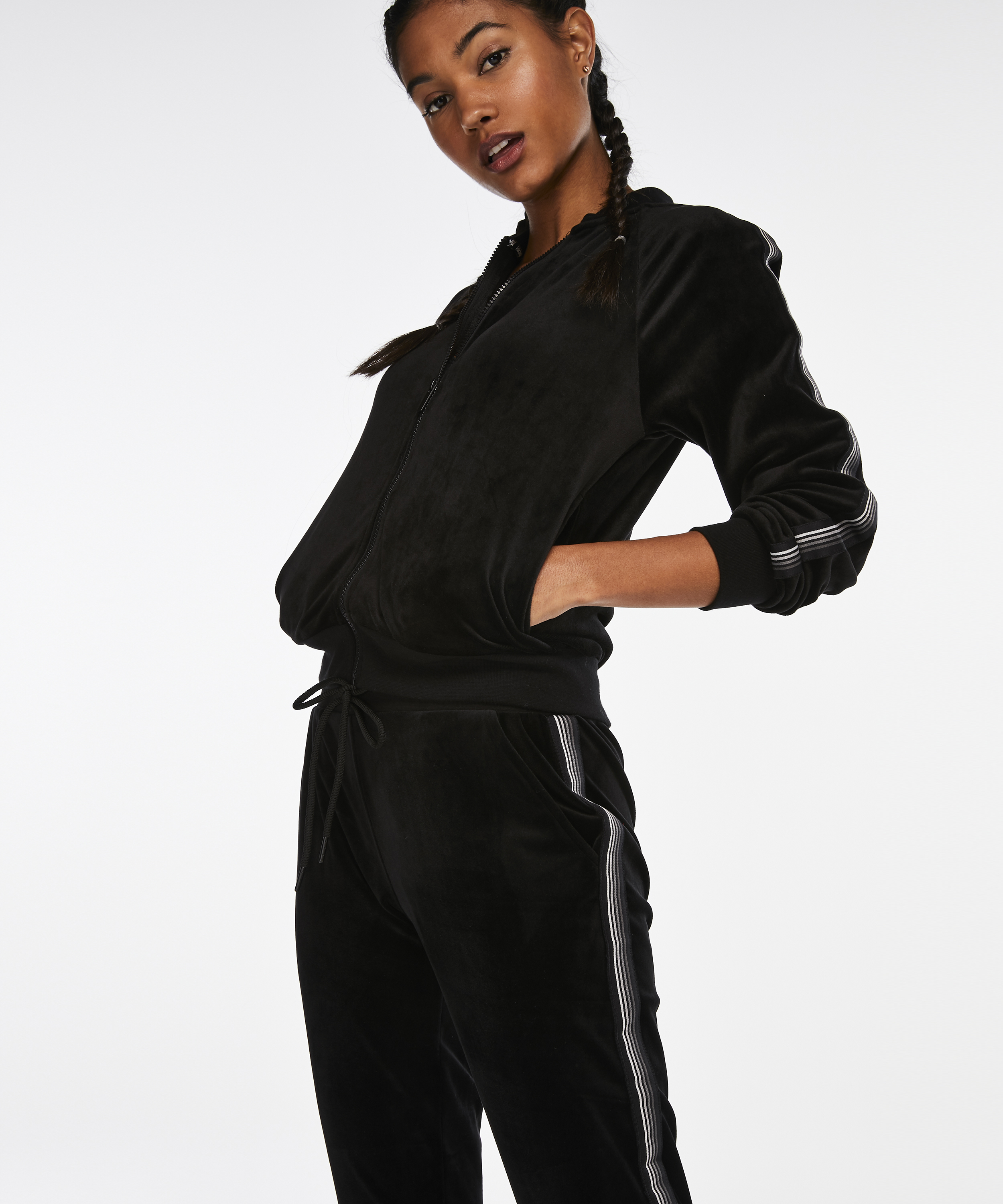 Pantalón deportivo HKMX terciopelo, Negro, main