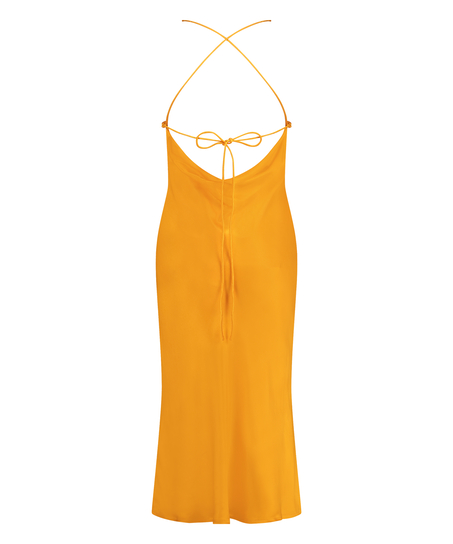Vestido midi Sat&eacute;n, Naranja