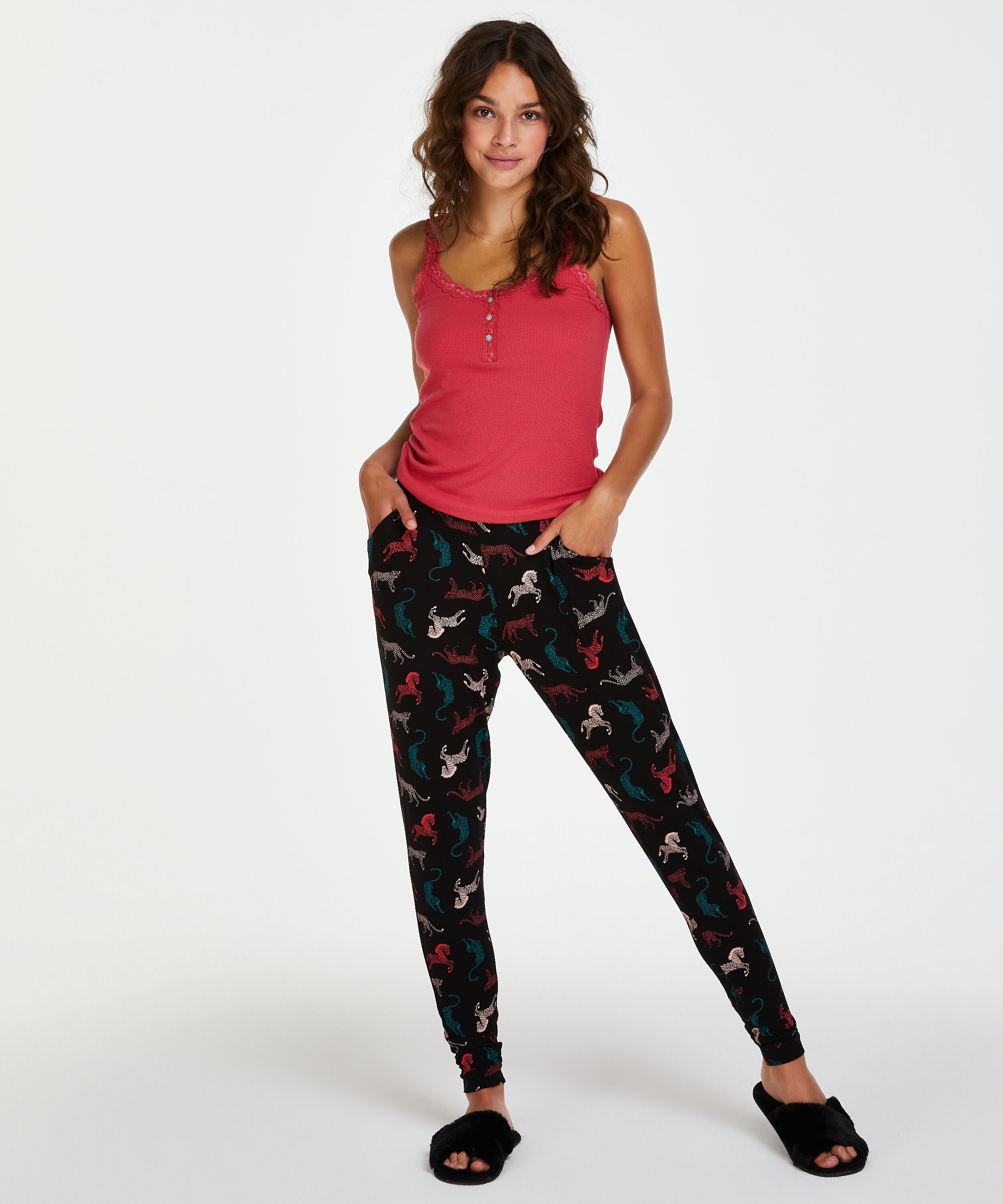 Pantalón de pijama de tejido de punto, Negro
