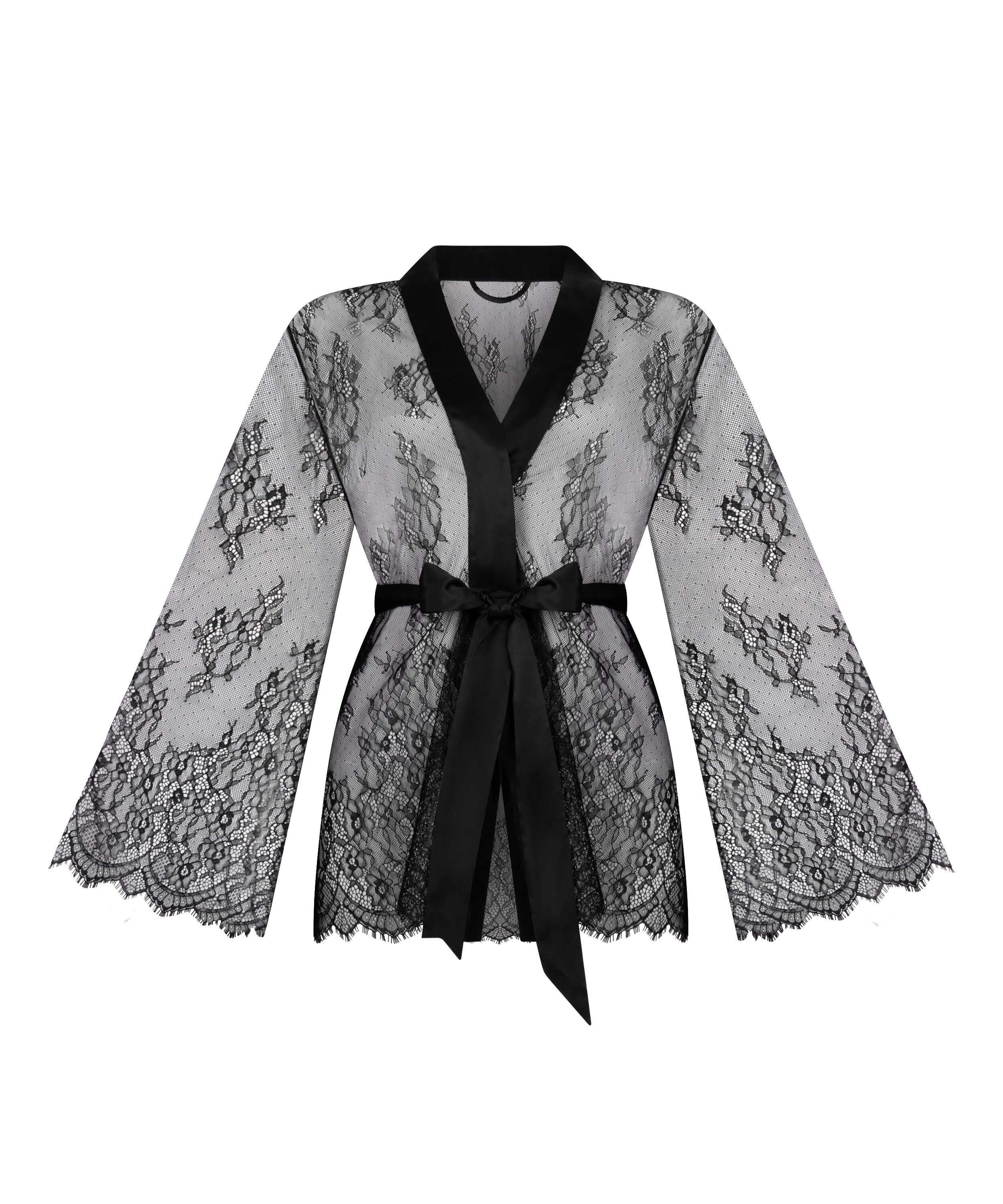 Kimono Allover Lace, Negro