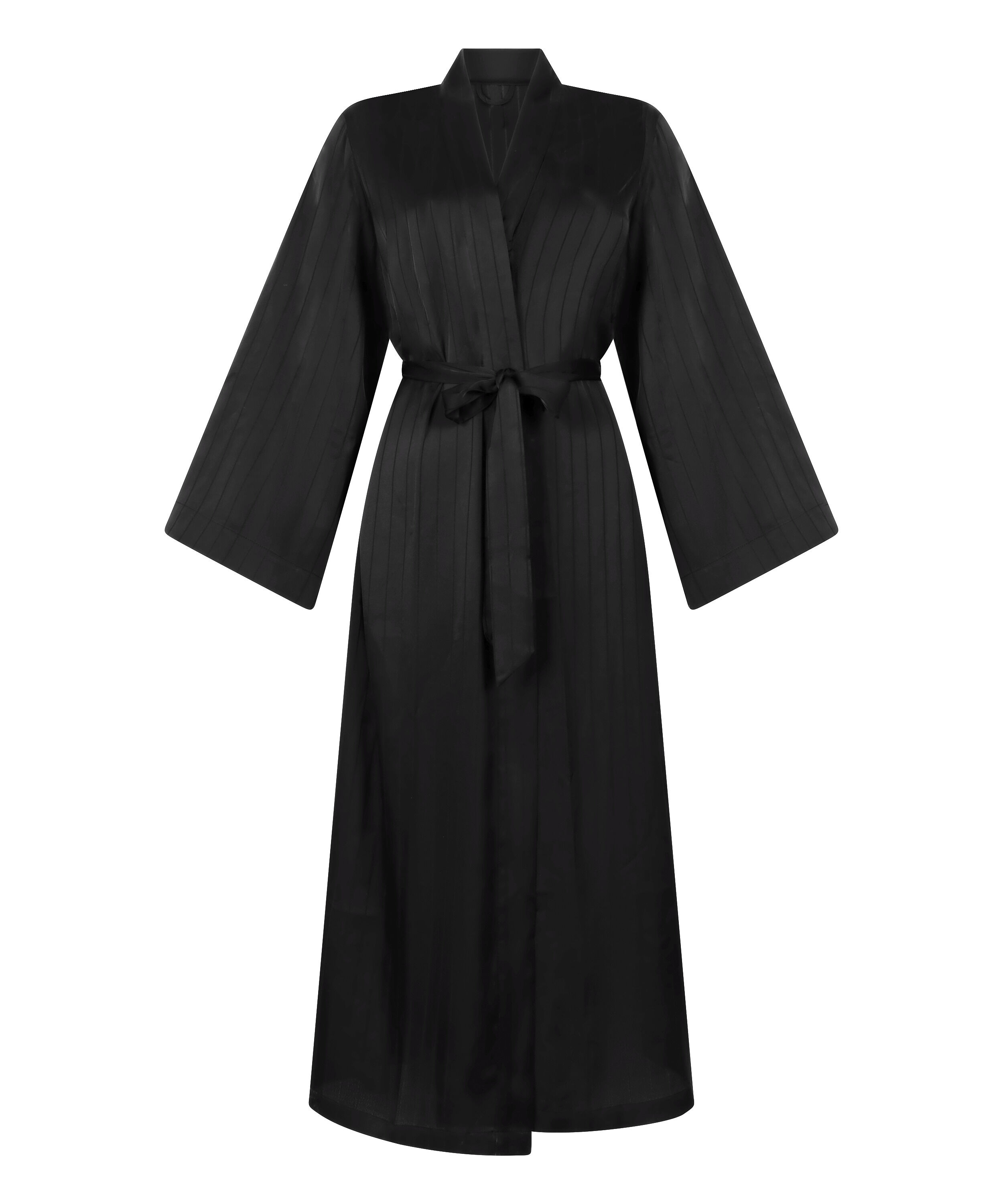 Kimono de sat&eacute;n a rayas, Negro
