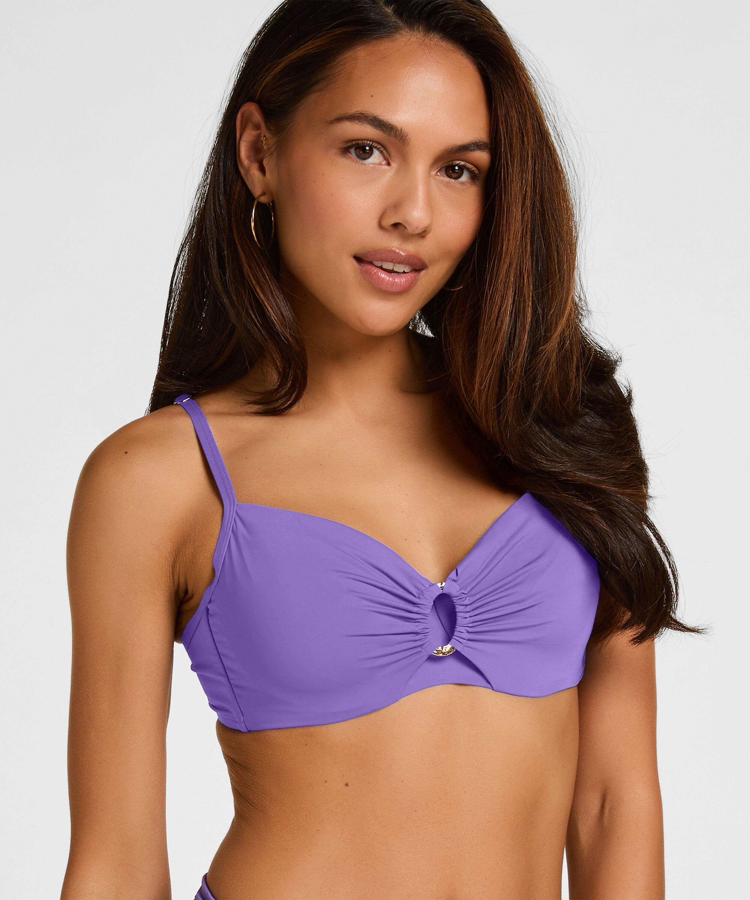 Top de bikini de aros no preformado Luxe, Morado