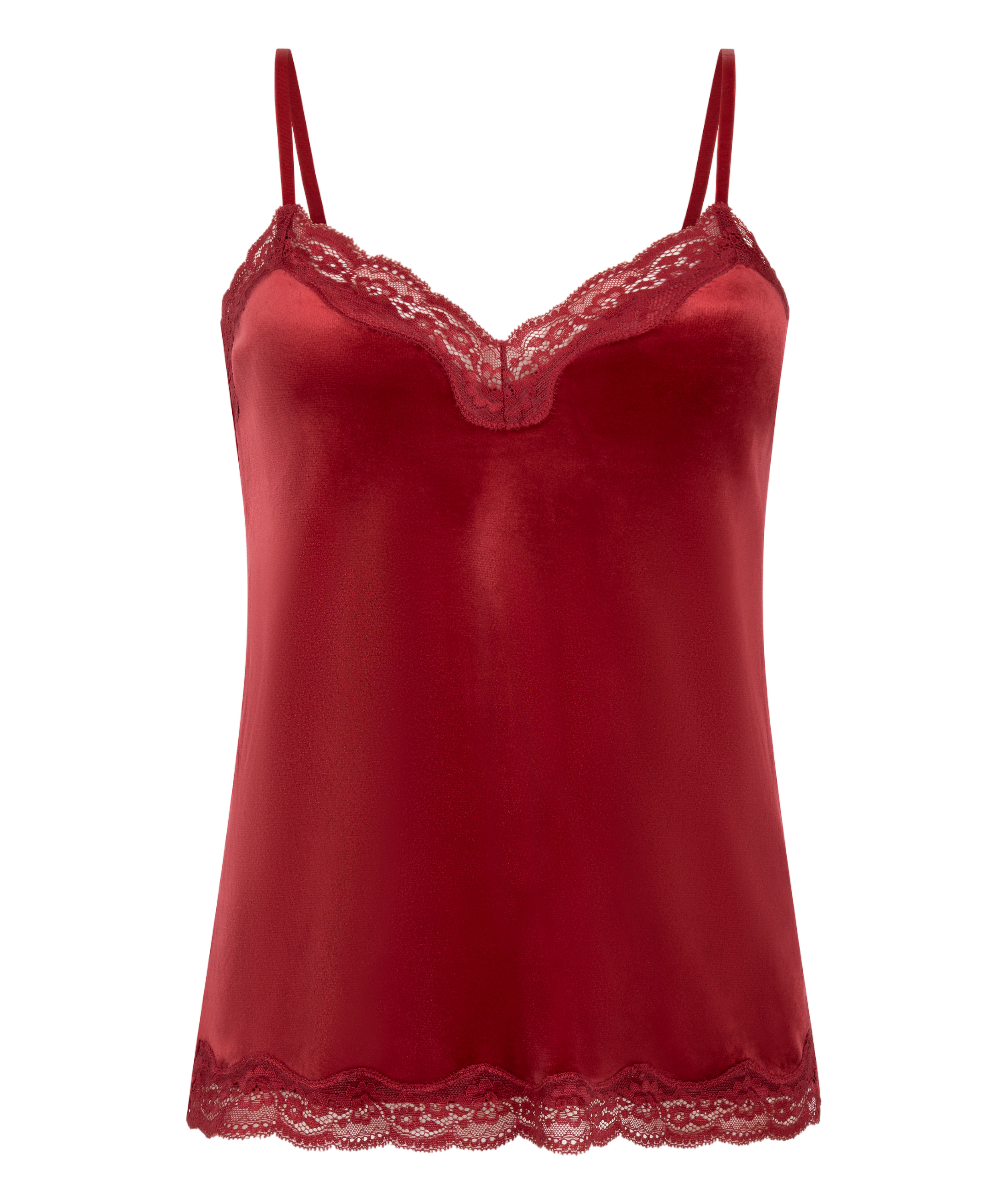 Camiseta top Velours Lace, Rojo, main