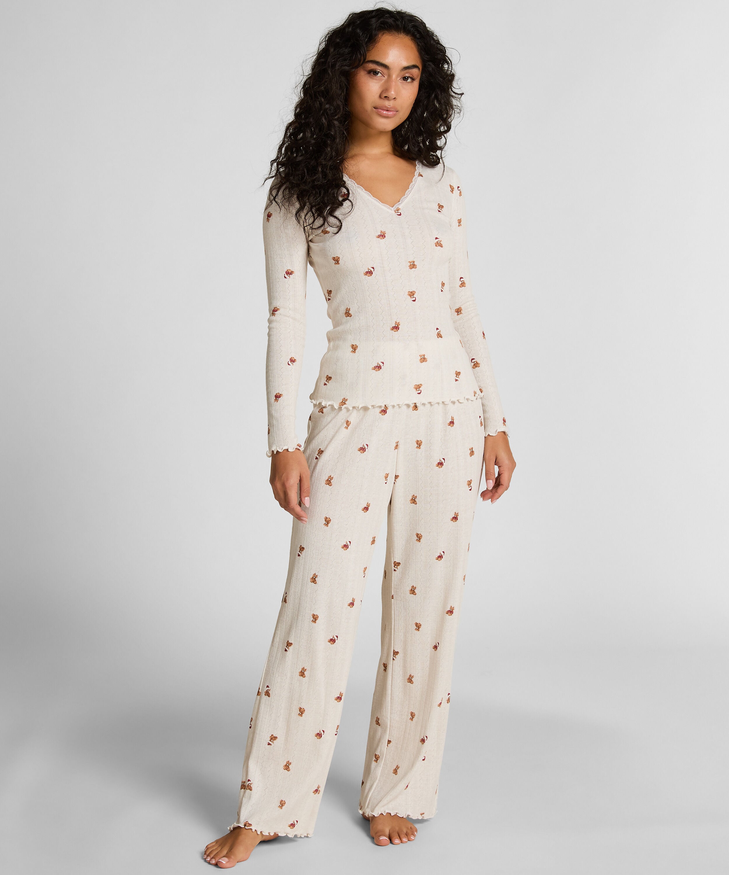Pantalón de pijama Pointelle, Blanco