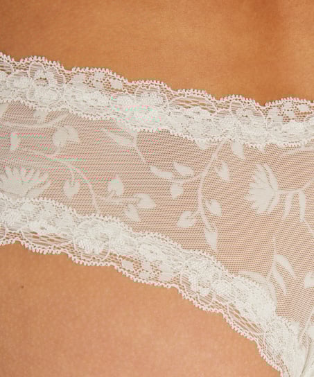 Brasile&ntilde;a en forma de V burn-out mesh, Blanco