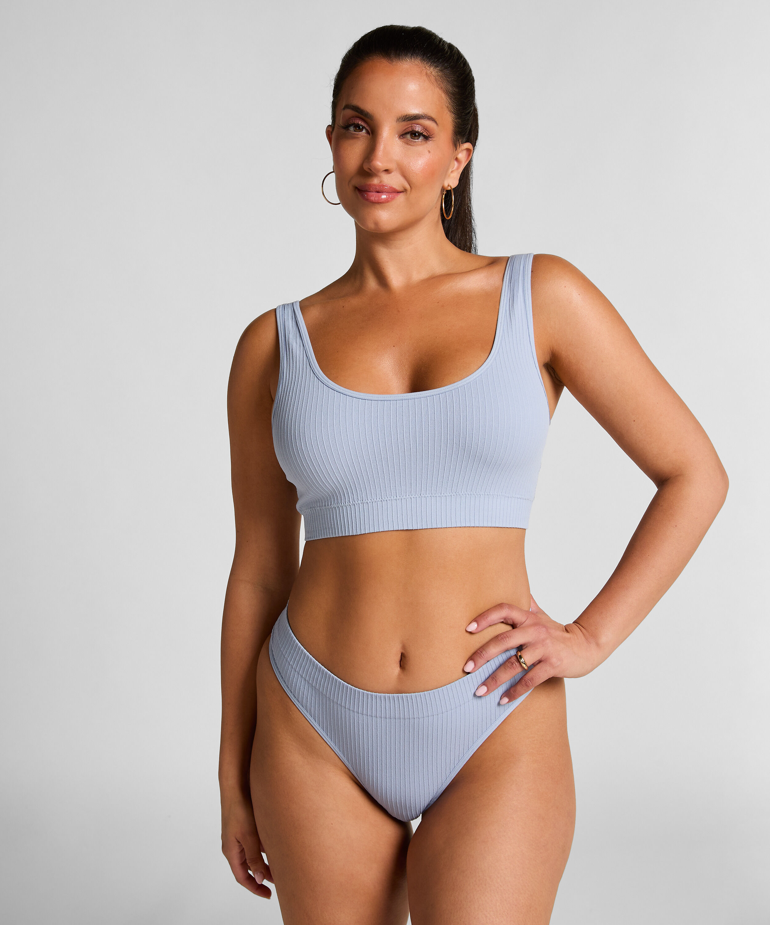 Tanga de tiro alto Dianne, Azul