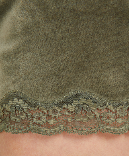 Pantal&oacute;n corto de terciopelo y encaje, Verde