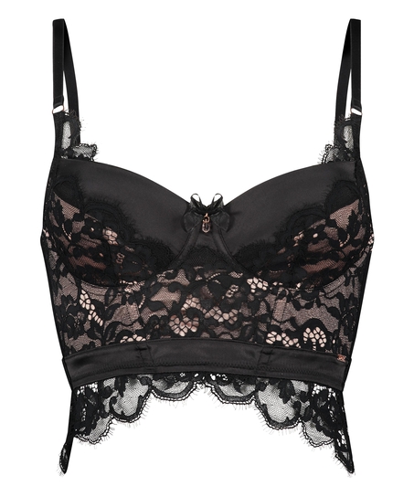 Sujetador de aros preformado de estilo longline Heather, Negro