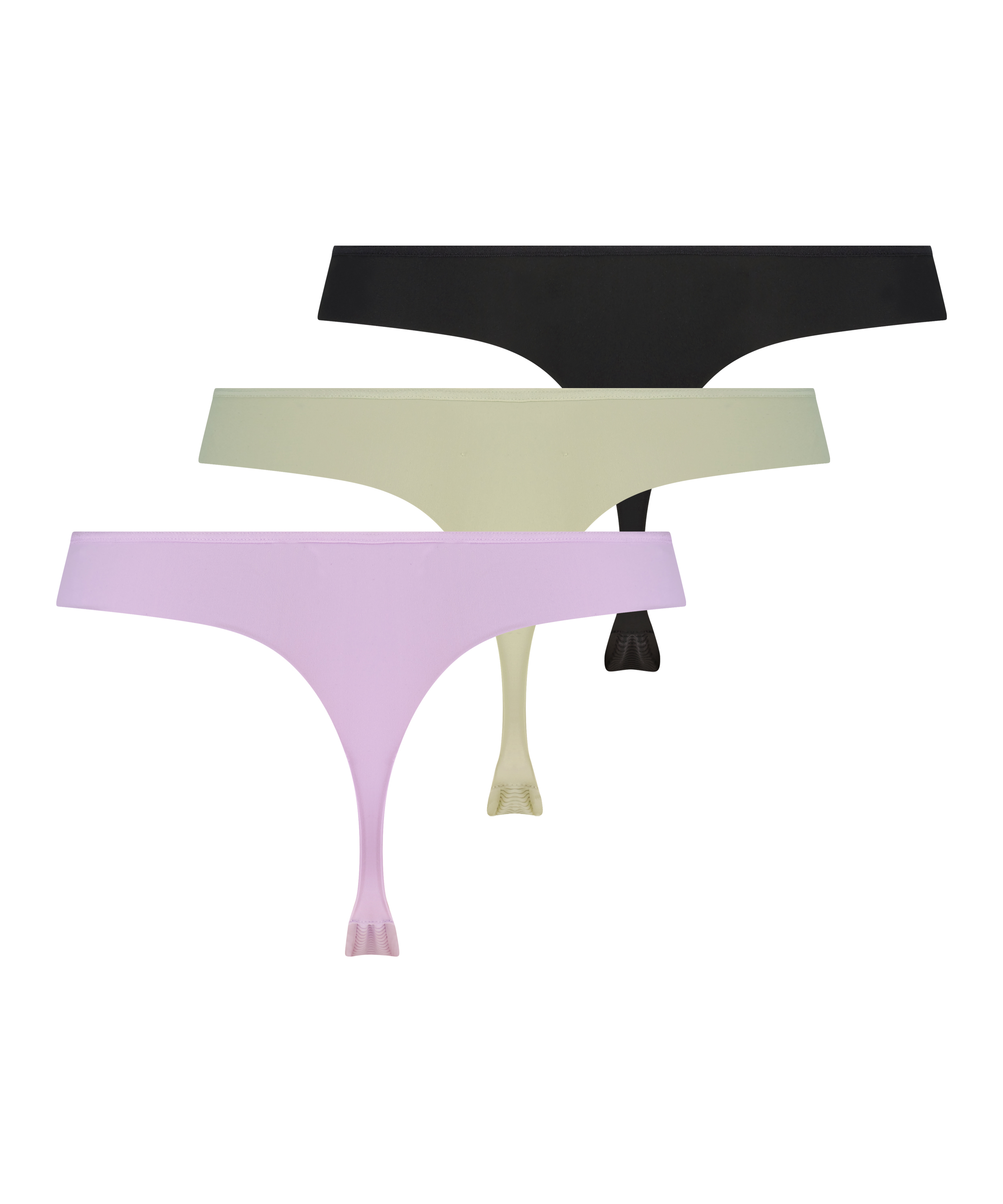 Pack de 3 tangas invisibles de malla a rayas, Morado, main