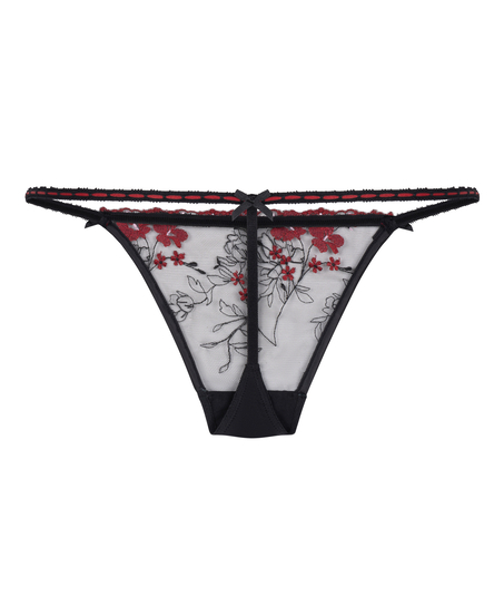 Tanga de corte alto Peonie, Negro