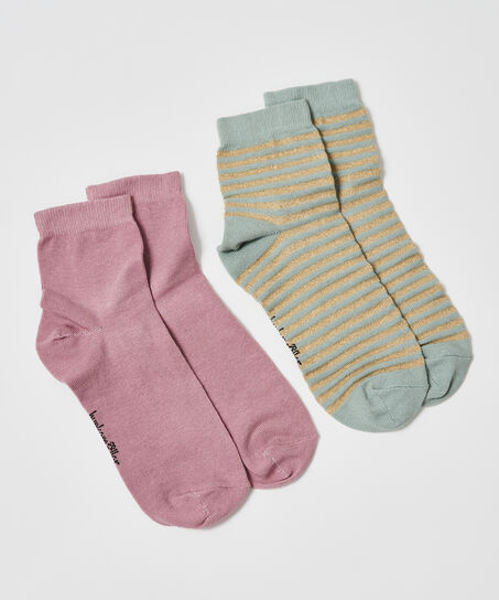 2 Pares Calcetines Algod&oacute;n, Rosa