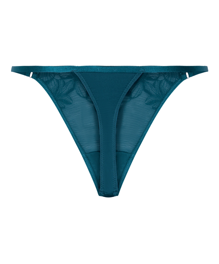 Tanga de pernera alta Margot, Azul
