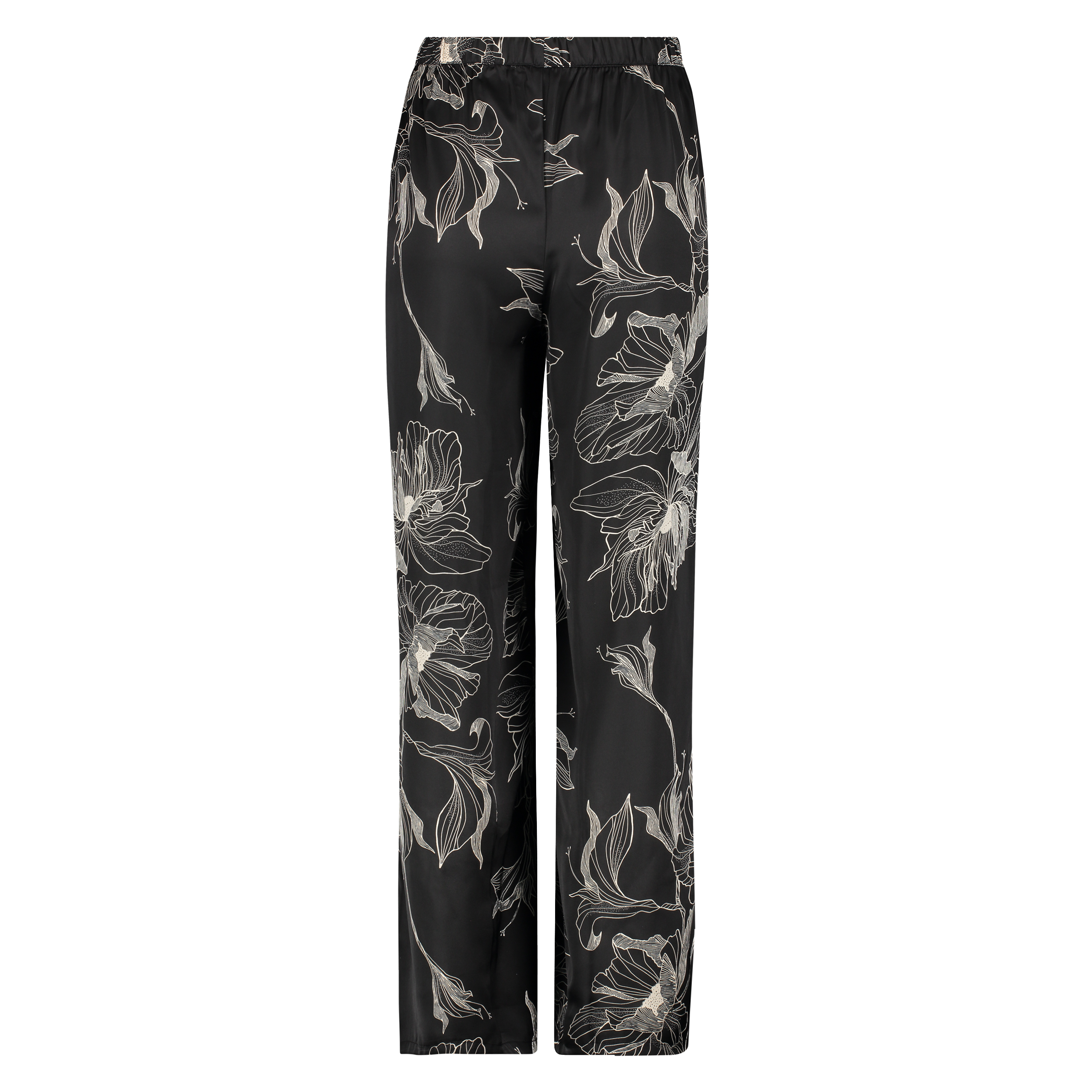 Pantalón palazzo satinado Lotus, Negro, main