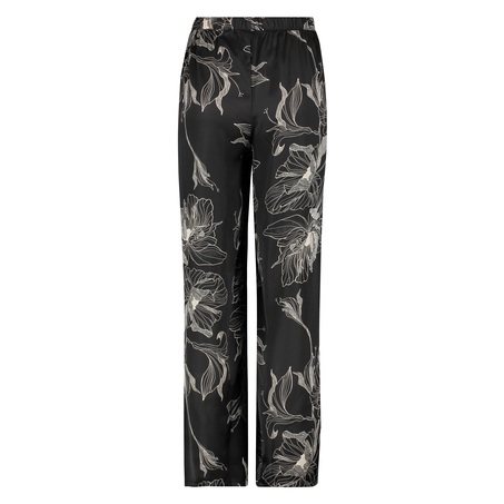 Pantalón palazzo satinado Lotus, Negro