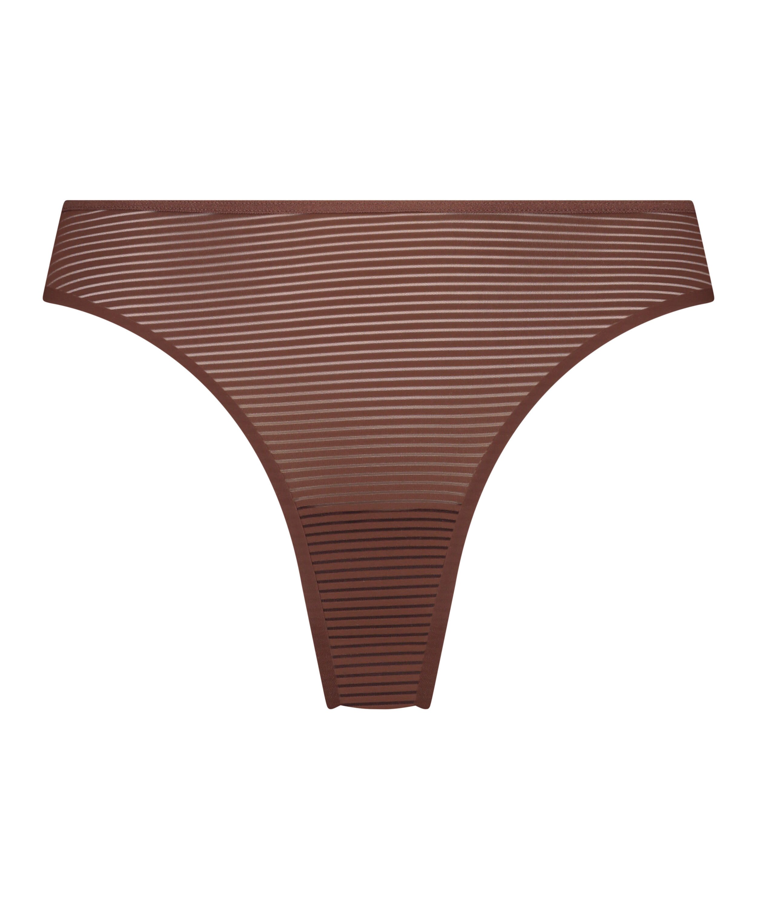Tanga invisible Stripe mesh, marr&oacute;n