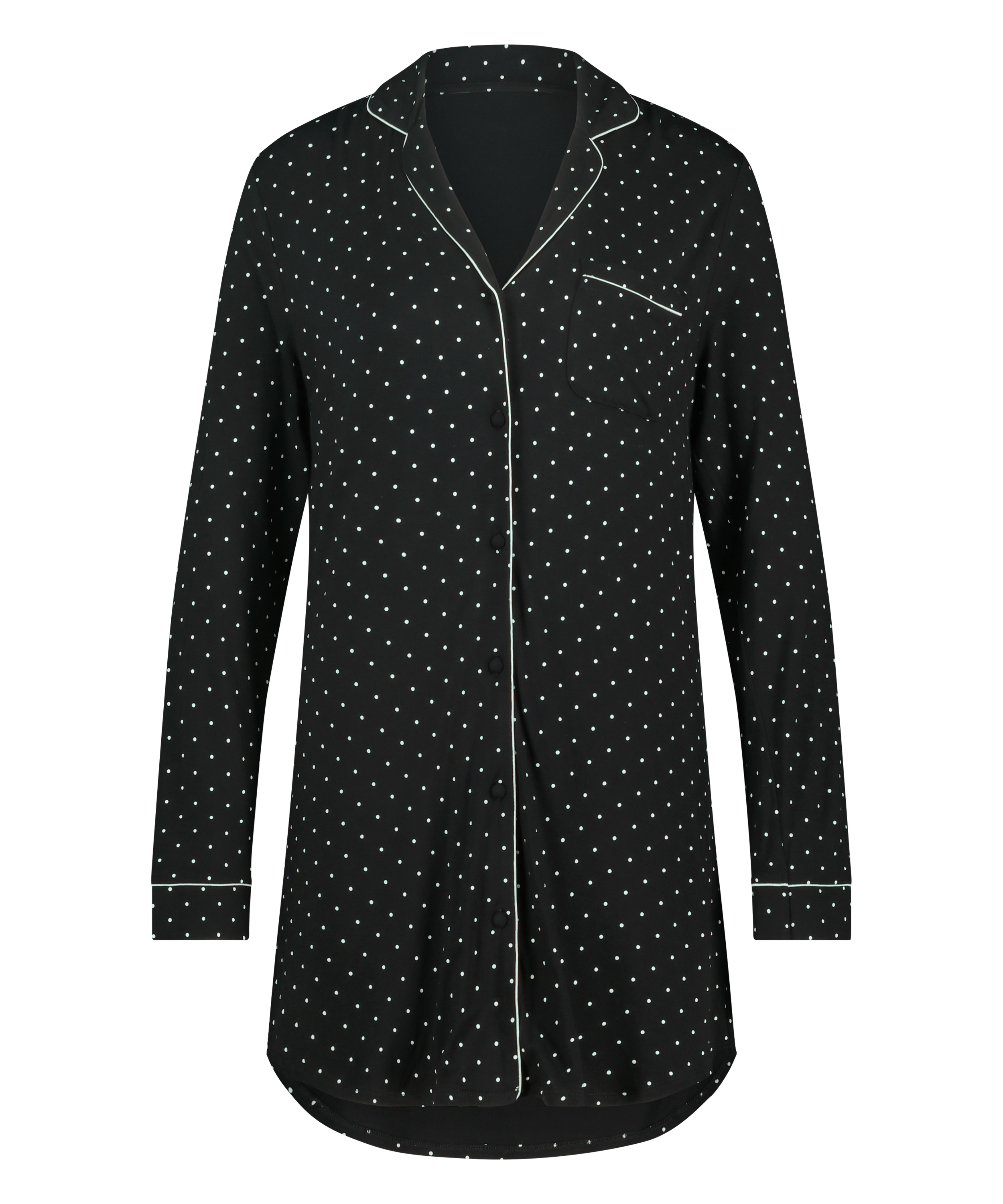 Vestido camisero de manga larga de jersey Essential, Negro, main