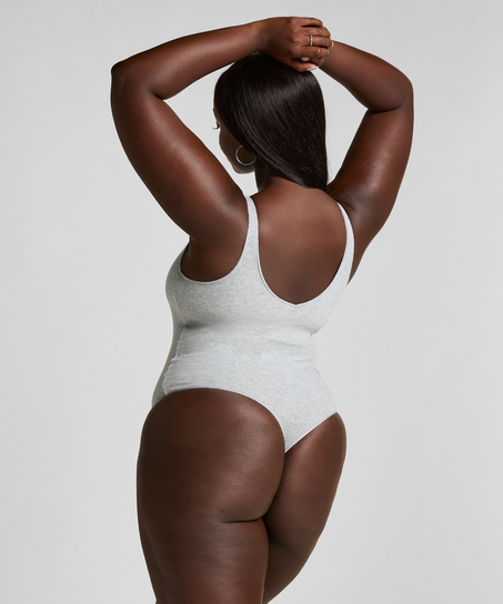 Body de algodón Rib, Gris