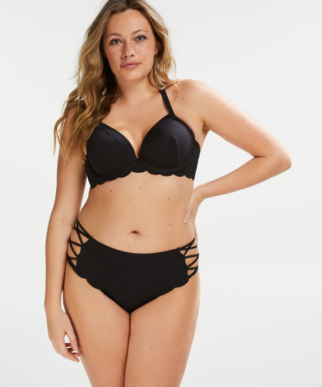 Top de bikini preformado Scallop Copa E +, Negro