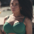 Top de bikini con aros, sin tiras y acolchado Scallop Copa E +, Verde