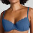 Top de bikini acolchado con aros Scallop, Azul