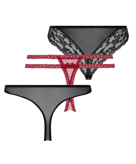 Lote de 3 tangas, Negro