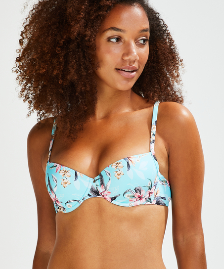Top de bikini de aros preformado Bea, Azul