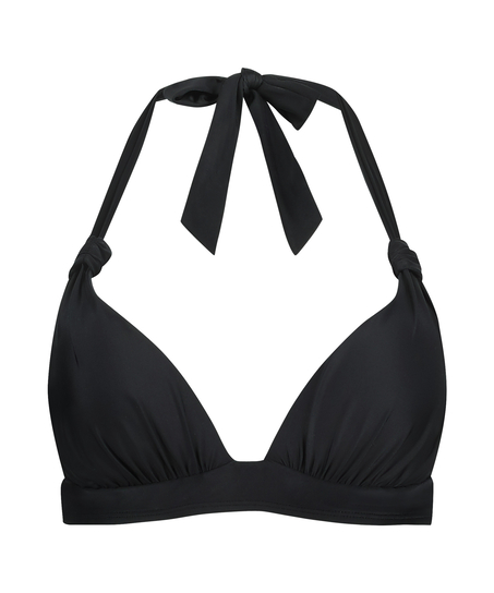 Top de bikini triangular Luxe, Negro