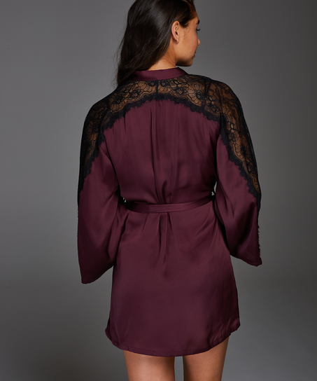 Kimono de sat&eacute;n Nadia, Rojo