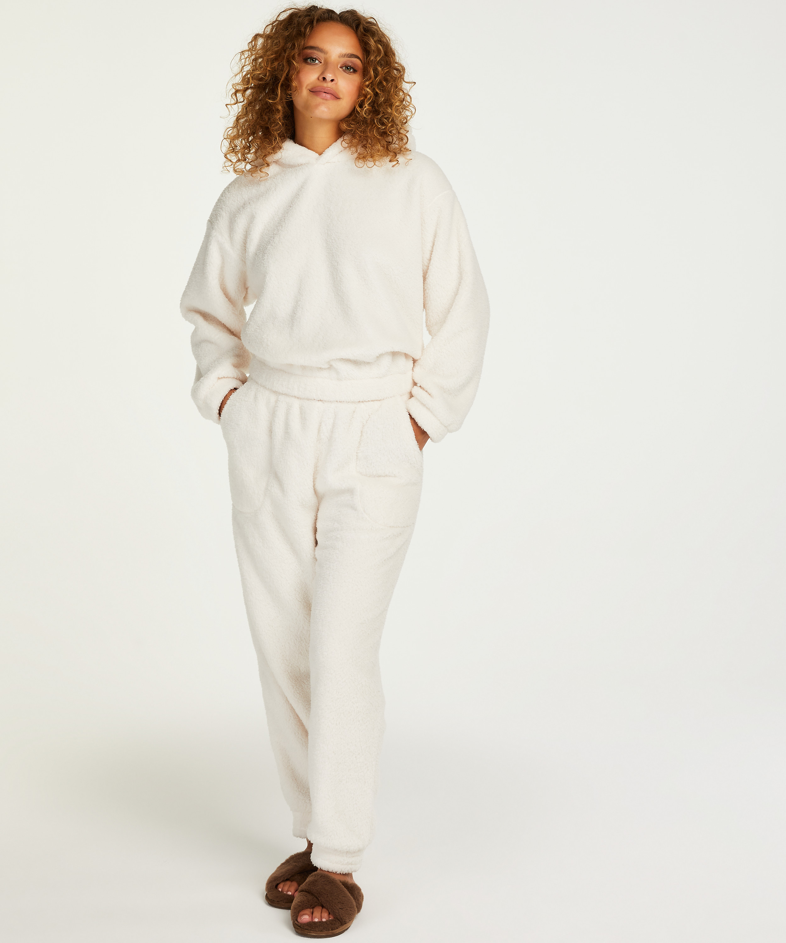Sudadera con capucha Fleece Snuggle, Blanco, main