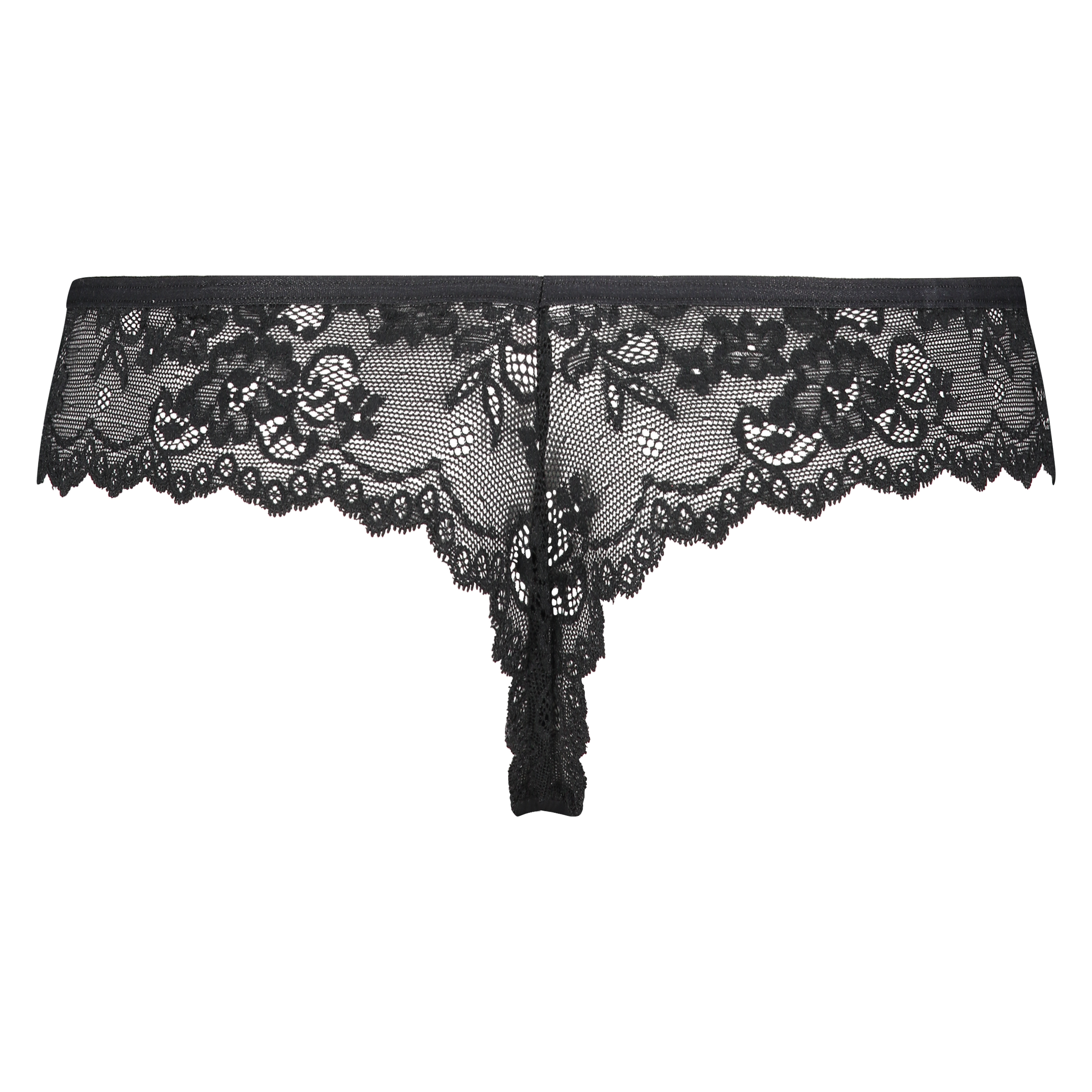 Invisible Tanga Lace Back, Negro, main