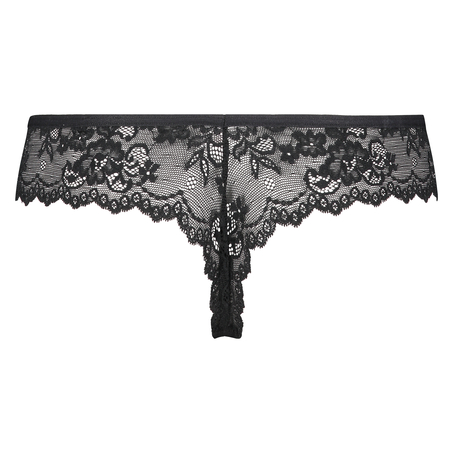 Invisible Tanga Lace Back, Negro