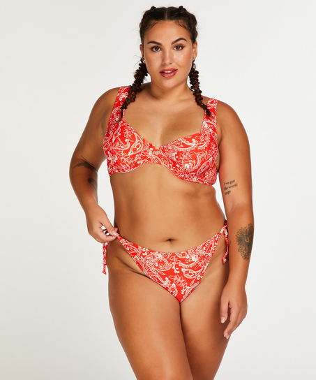 Top de bikini de aros no preformado Paisley, Rojo