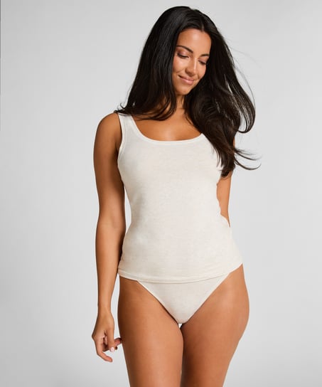 Camiseta de tirantes en algodón suave, Beige