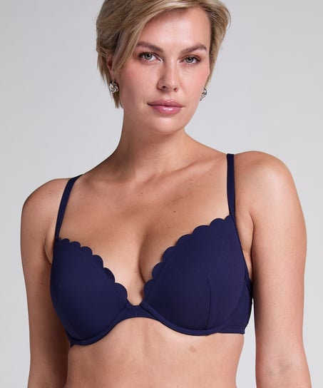Top de bikini con aros preformado Scallop, Azul