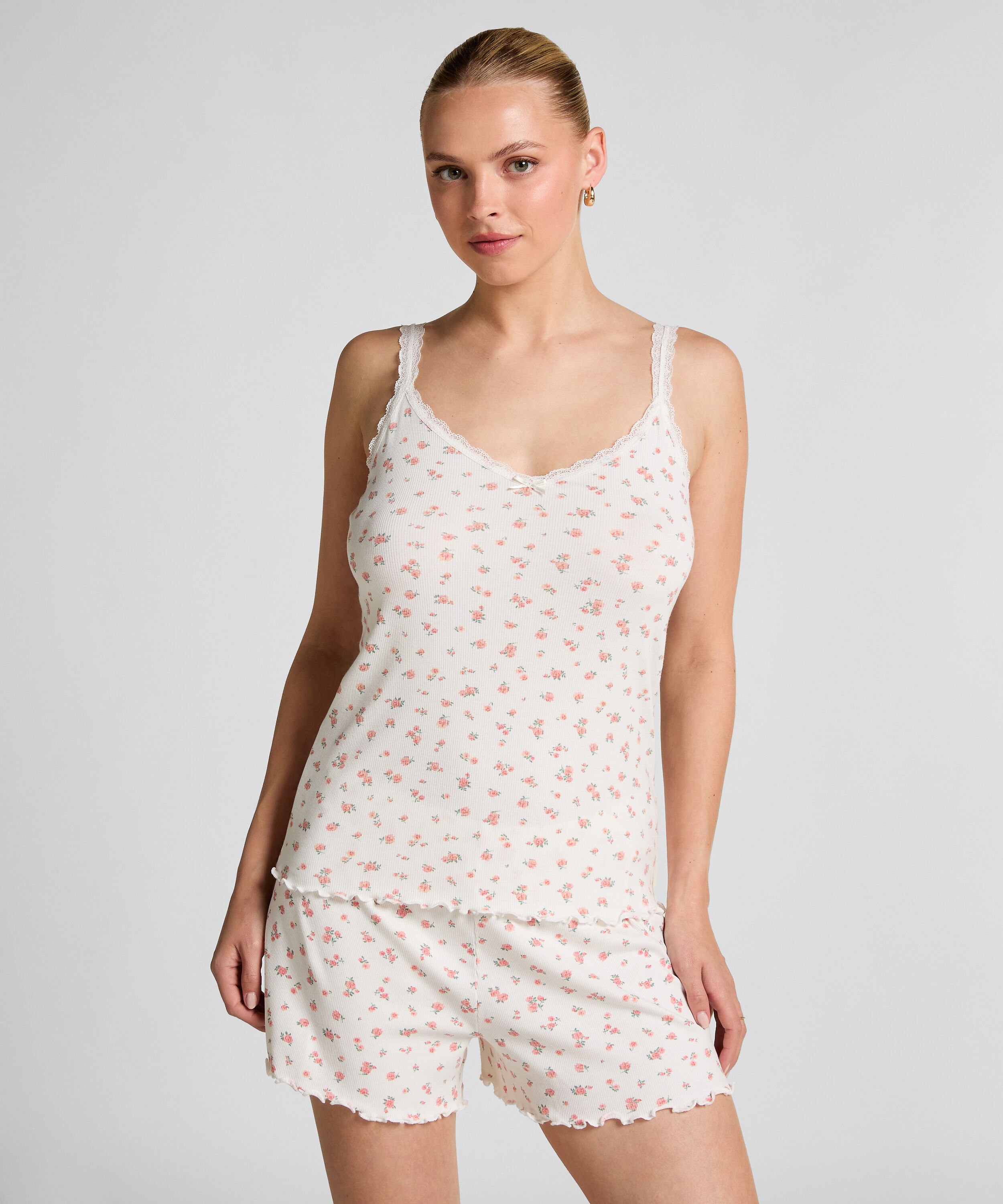 Camisola de encaje acanalado