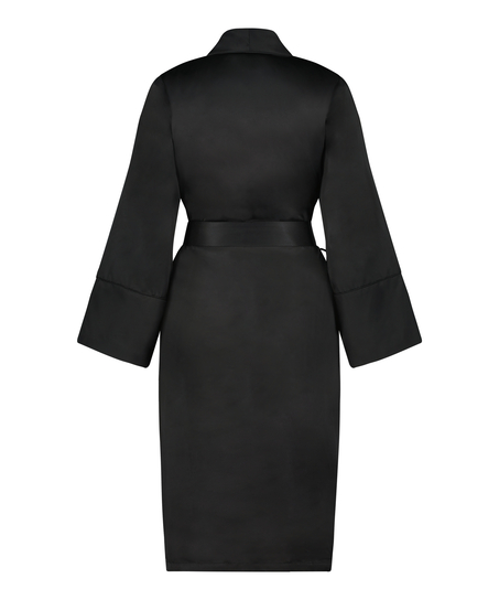 Albornoz de vell&oacute;n y sat&eacute;n, Negro