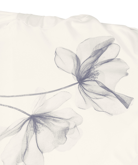 Kimono largo satinado floral, Blanco